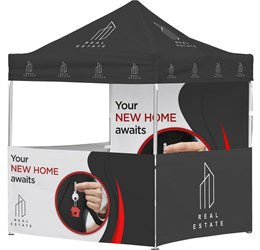 Ovation Sublimated Gazebo 2m X 2m Petite Frame - 3 Half-Wall Skins - 1 Full Wall Skin-Canopies & Gazebos