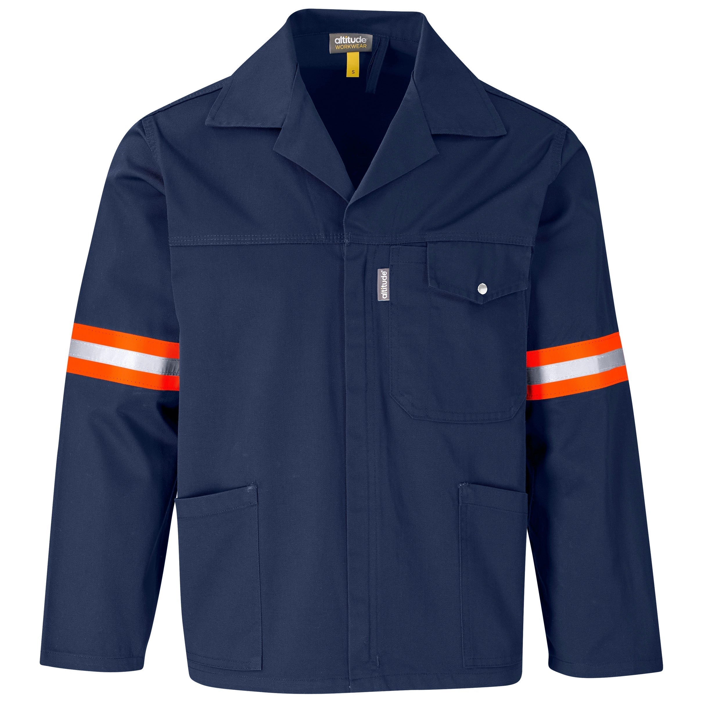 Site Premium Polycotton Jacket - Reflective Arms - Orange Tape-2XL-Navy-N