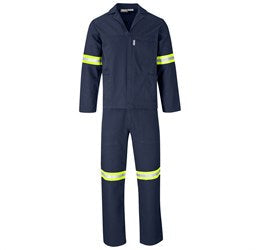 Technician 100% Cotton Conti Suit - Reflective Arms, Legs & Back - Yellow Tape-