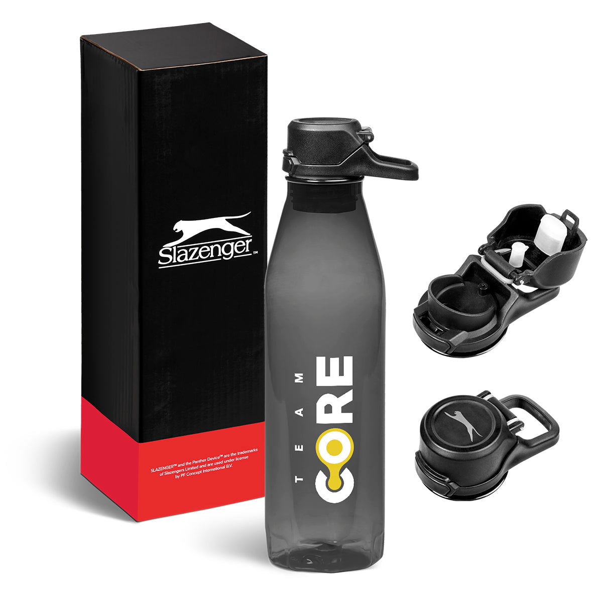 Slazenger Track Water Bottle - 700ml-Water Bottles-Black-BL