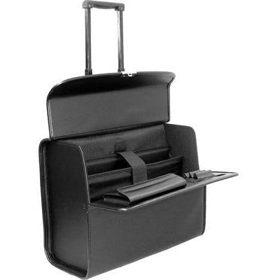 Triton Bonded Leather Pilot Bag On Wheels | Black-Briefcases