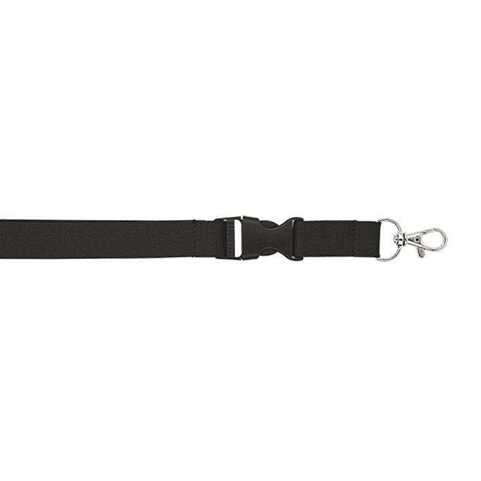 Woven Lanyard With Plastic Buckle Black / STD / Regular - Lanyards