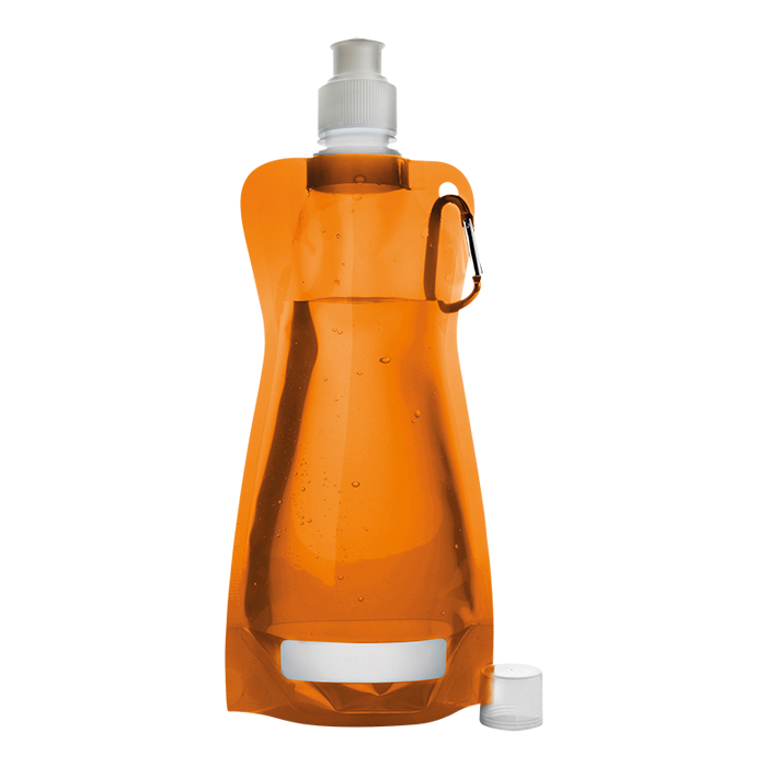 BW7567 - 420ml Foldable Water Bottle with Carabiner Clip Orange / STD / Regular - Drinkware