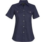 Ladies Short Sleeve Oryx Bush Shirt  - Navy