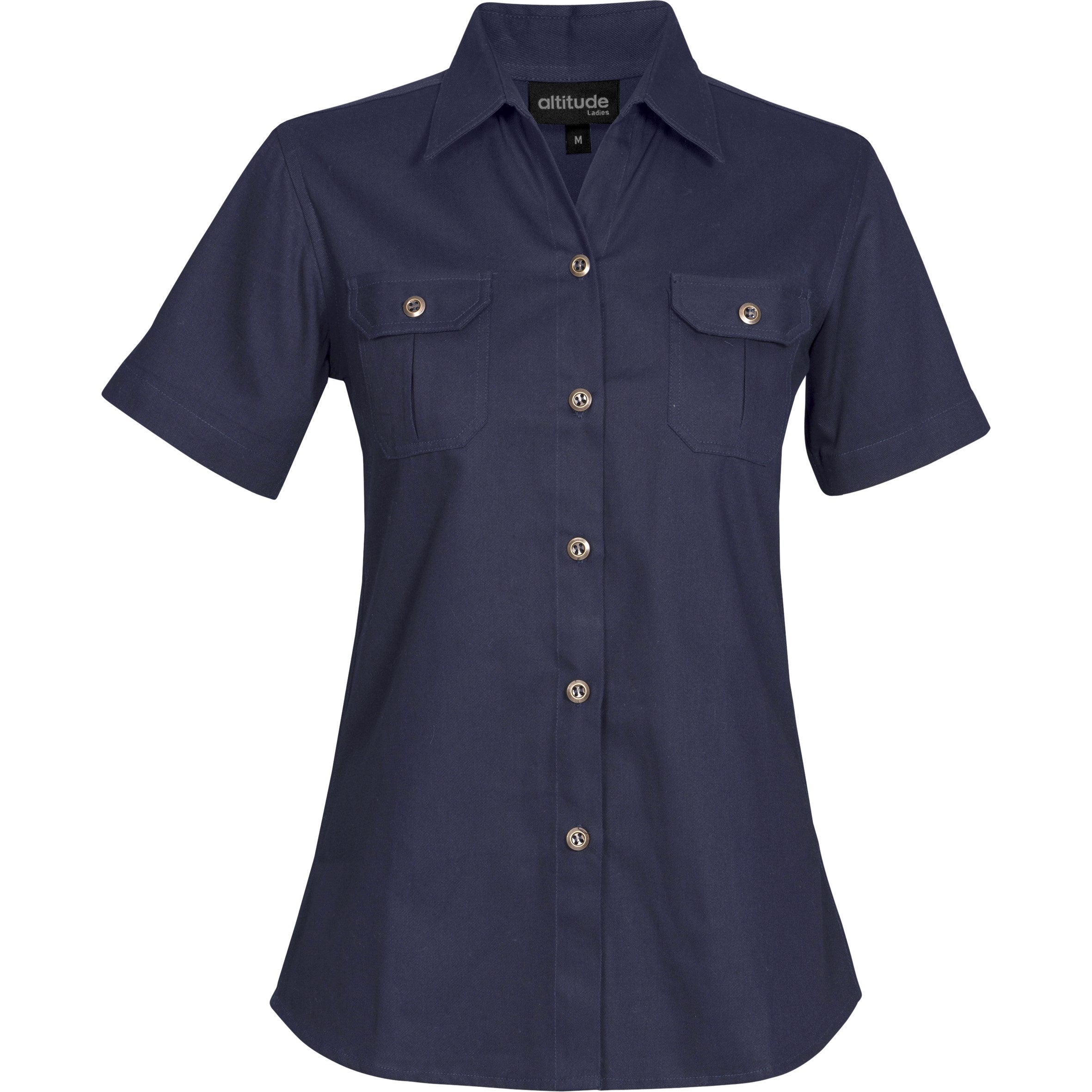 Ladies Short Sleeve Oryx Bush Shirt  - Navy