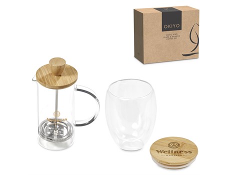 Aibo Glass & Bamboo Coffee Set