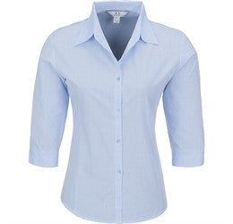 Ladies 3/4 Sleeve Micro Check Shirt-