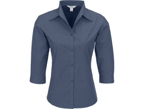 Ladies 3/4 Sleeve Micro Check Shirt-